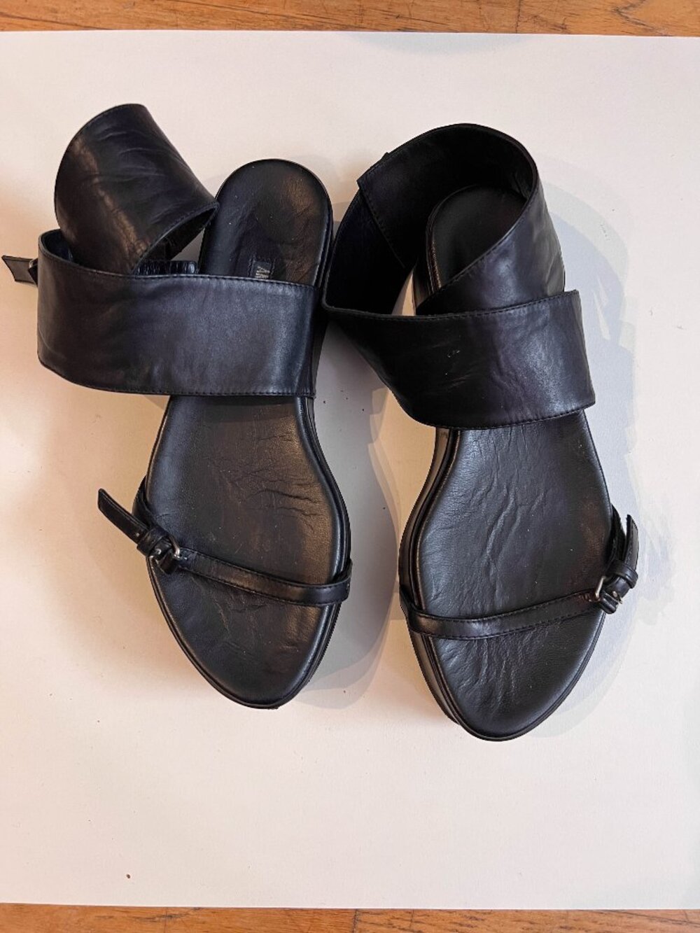 Ann Demeulemeester Black wedge platform sandals 37.5